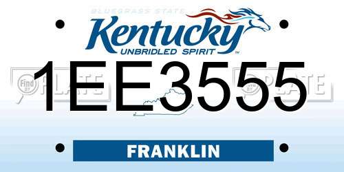 1EE3555 Kentucky License Plate