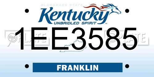 1EE3585 Kentucky License Plate