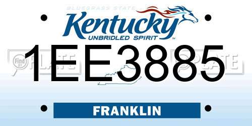 1EE3885 Kentucky License Plate