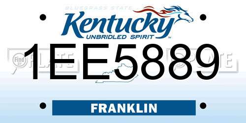 1EE5889 Kentucky License Plate