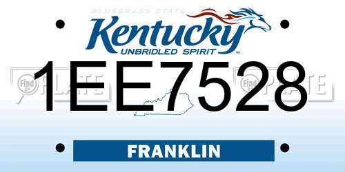 1EE7528 Kentucky License Plate