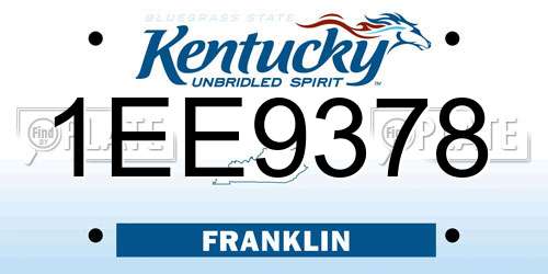 1EE9378 Kentucky License Plate