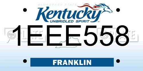 1EEE558 Kentucky License Plate