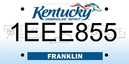 1EEE855 Kentucky License Plate