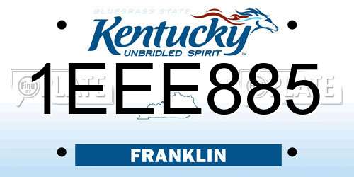 1EEE885 Kentucky License Plate