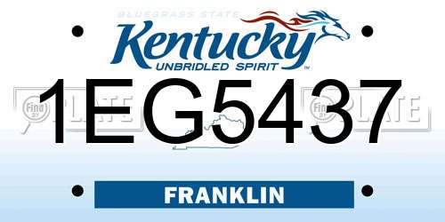 1EG5437 Kentucky License Plate