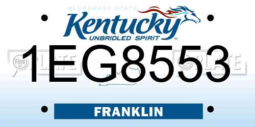 1EG8553 Kentucky License Plate