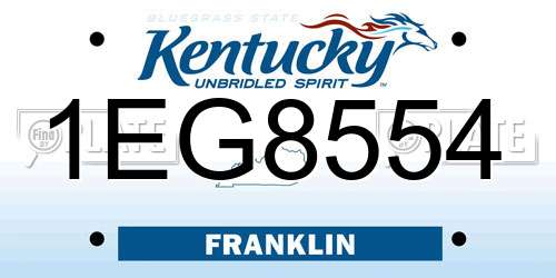 1EG8554 Kentucky License Plate