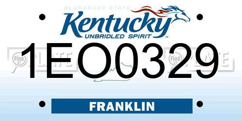 1EO0329 Kentucky License Plate