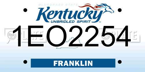 1EO2254 Kentucky License Plate