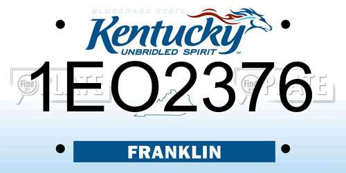 1EO2376 Kentucky License Plate