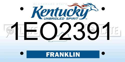 1EO2391 Kentucky License Plate