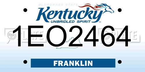 1EO2464 Kentucky License Plate