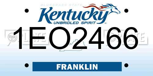 1EO2466 Kentucky License Plate