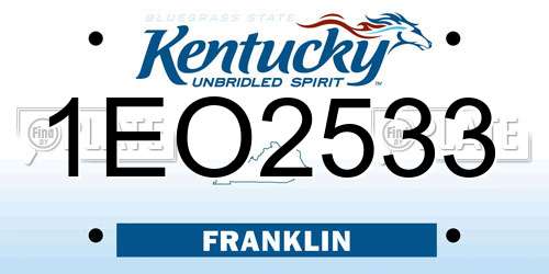 1EO2533 Kentucky License Plate