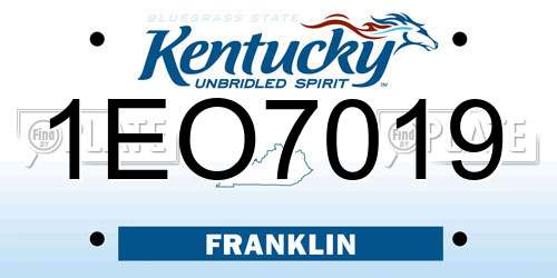 1EO7019 Kentucky License Plate