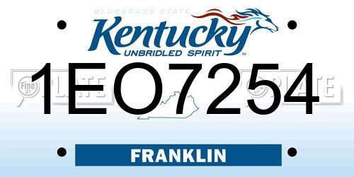 1EO7254 Kentucky License Plate