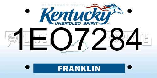 1EO7284 Kentucky License Plate
