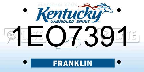 1EO7391 Kentucky License Plate