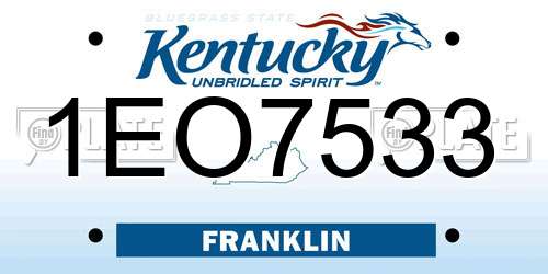 1EO7533 Kentucky License Plate