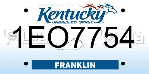 1EO7754 Kentucky License Plate