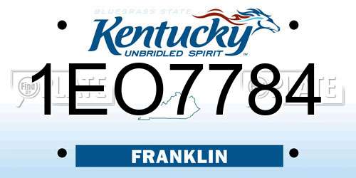 1EO7784 Kentucky License Plate