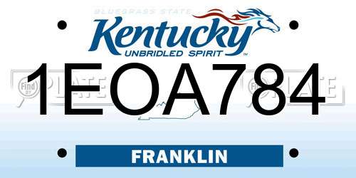 1EOA784 Kentucky License Plate