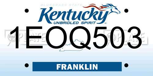 1EOQ503 Kentucky License Plate