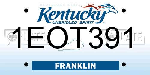 1EOT391 Kentucky License Plate