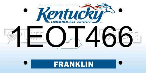 1EOT466 Kentucky License Plate