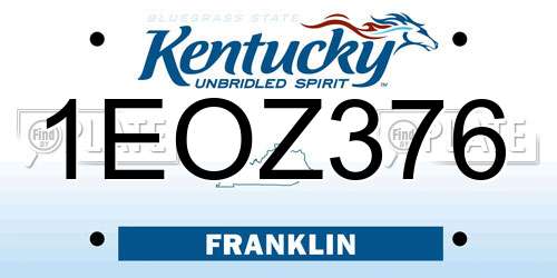 1EOZ376 Kentucky License Plate