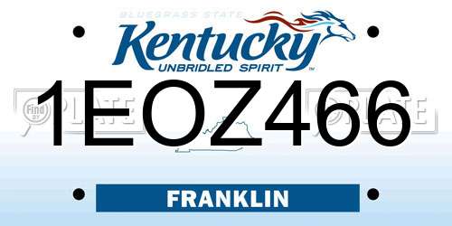 1EOZ466 Kentucky License Plate