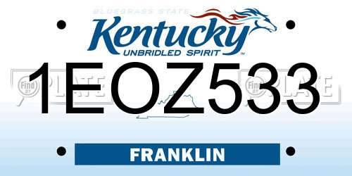 1EOZ533 Kentucky License Plate