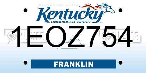 1EOZ754 Kentucky License Plate