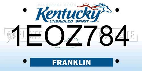 1EOZ784 Kentucky License Plate