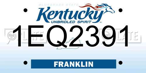 1EQ2391 Kentucky License Plate