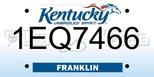 1EQ7466 Kentucky License Plate