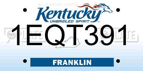 1EQT391 Kentucky License Plate