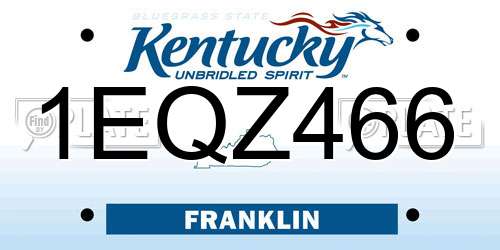 1EQZ466 Kentucky License Plate