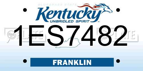 1ES7482 Kentucky License Plate