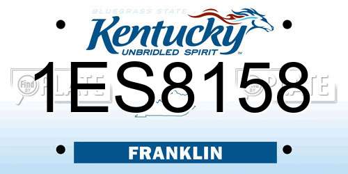 1ES8158 Kentucky License Plate