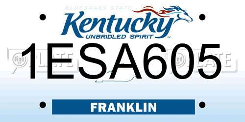 1ESA605 Kentucky License Plate