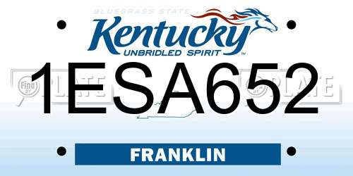 1ESA652 Kentucky License Plate