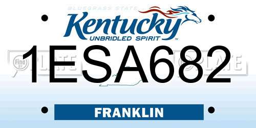1ESA682 Kentucky License Plate