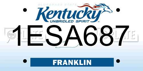 1ESA687 Kentucky License Plate