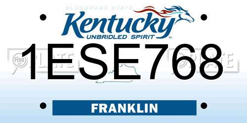 1ESE768 Kentucky License Plate
