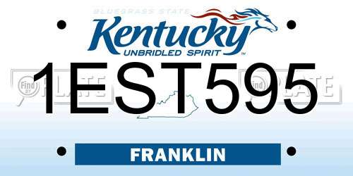 1EST595 Kentucky License Plate