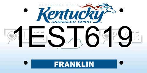 1EST619 Kentucky License Plate