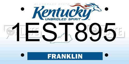 1EST895 Kentucky License Plate