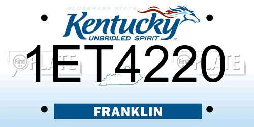 1ET4220 Kentucky License Plate